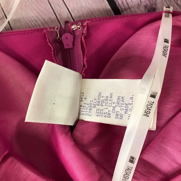 Vintage Tadashi Shoji Pink Taffeta Bustier/Corset With Bow Rhinestone Pin Size 6 - Picture 12 of 12